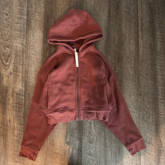 lululemon Smoky Red Thick Fleece Zip Hoodie Size 8 - Picture 6 of 7